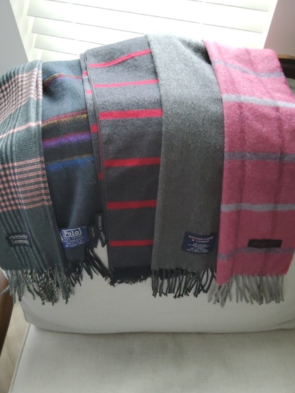Polo by Ralph Lauren Gray & Pink Wool Scarves Pack, 5 Scarves